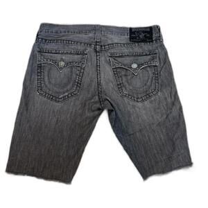 Black Distressed True Religion‎ Men Denim Jean Shorts